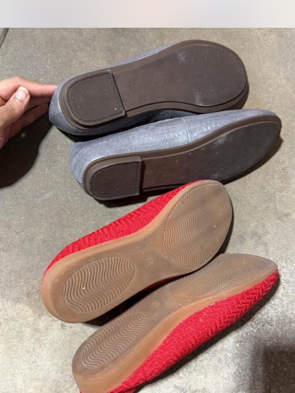 Women’s Ballet Flats - Red and Gray - Comfortable Slip-On Shoes - Picture 2 of 2